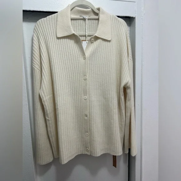 Reformation - “Fantino Cashmere Collared Cardigan” - NWT - Size Small - Cream